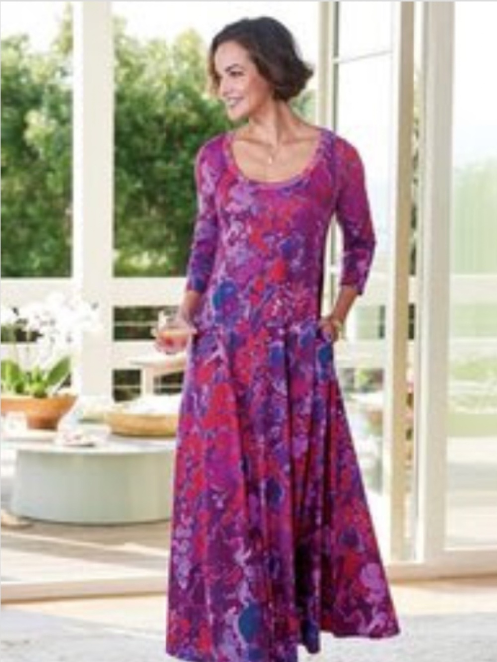Soft Surroundings Santiago 3/4 Sleeve Dress